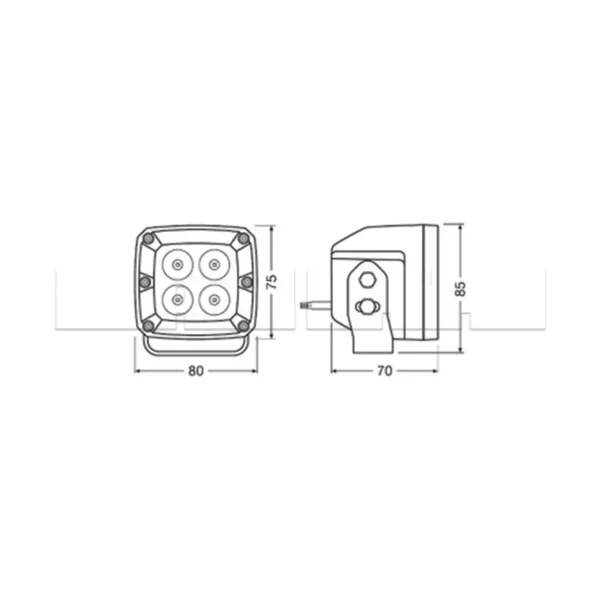P.Phares additionnels carrés 4 LEDs 1300lm - 7,5W Nominal - 2PC - Image 5