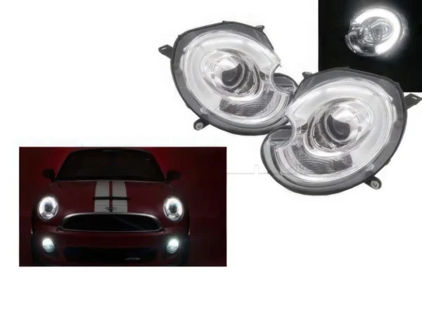 Phares av MINI COOPER 06-10 R56 look F56 - Fond chrome