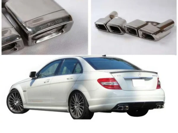2 Embouts d'échappement carrés G+D Merc. Classe C W204 C63 AMG