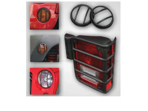 Kit grilles de protections phares/feux/clignos JEEP JK - 8pcs