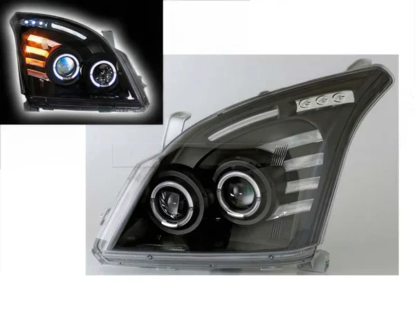 Phares av angel eyes LED Toyota Prado 120/125 - fond noir