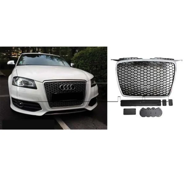 Calandre Audi A3 09-11 - RS look - chrome/black - avec support sigle