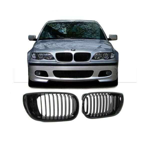 Grilles de calandre BMW E46 4P PH2 02-04 noir brillant - Image 2