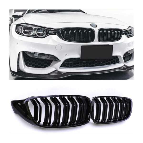 Grilles de calandre BMW Serie 4 F32/F36 M4 - Noir brillant - Image 2
