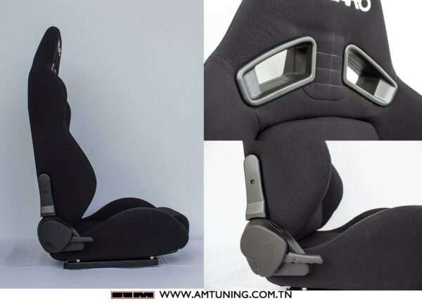 Siège baquet type Recaro tissu noir - Image 2