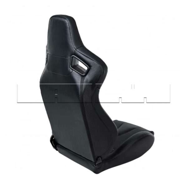 Siège baquet type Recaro similicuir noir / surpiqûres blanches - Image 2