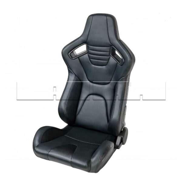 Siège baquet type Recaro similicuir noir / surpiqûres blanches - Image 3