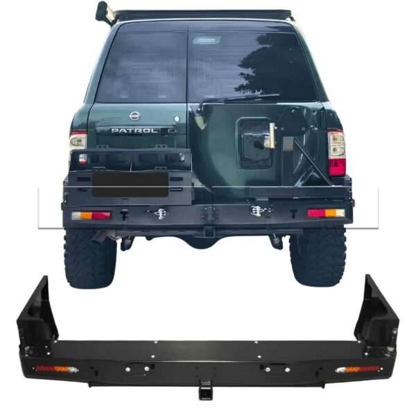 Pare-chocs ar acier NISSAN Patrol Y61 avec support jerry can + support porte roue - Image 2