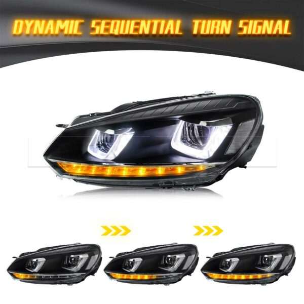 Phares av VW Golf 6 look Golf7 - Cligno LED séquentiel - Image 2
