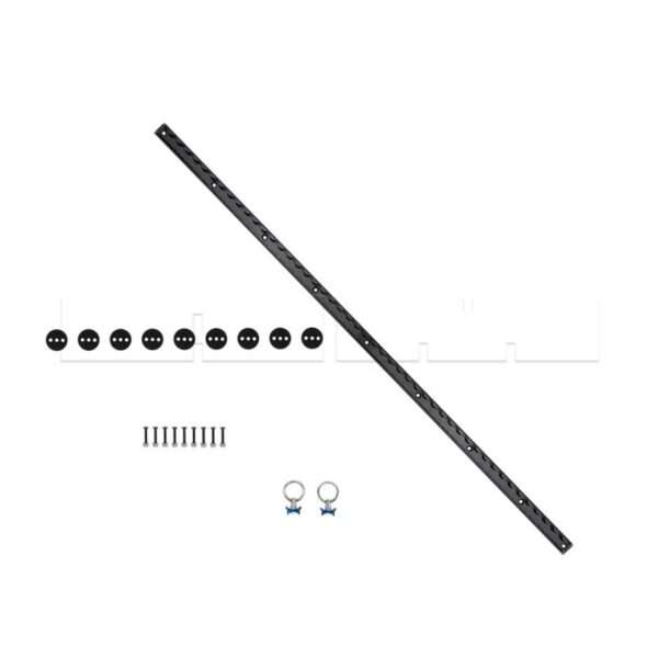 Rail 1,2m en aluminium noir + 2 anneaux ARB - Image 2