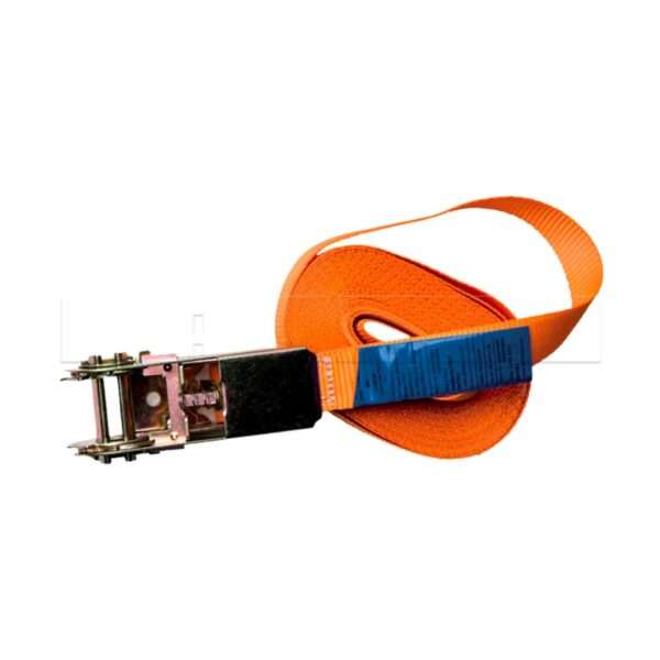 Sangle d'amarrage avec tendeur à cliquet (5m x 2,5cm) Orange - 1pc